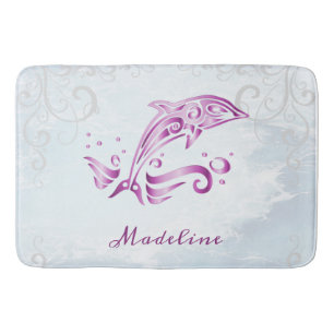Magenta Dolphin Personalized Bath Mat