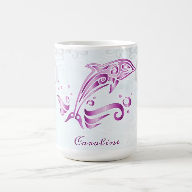 Magenta Dolphin Personalized Coffee Mug (Center)