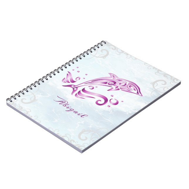 Magenta Dolphin Personalized Notebook (Left Side)