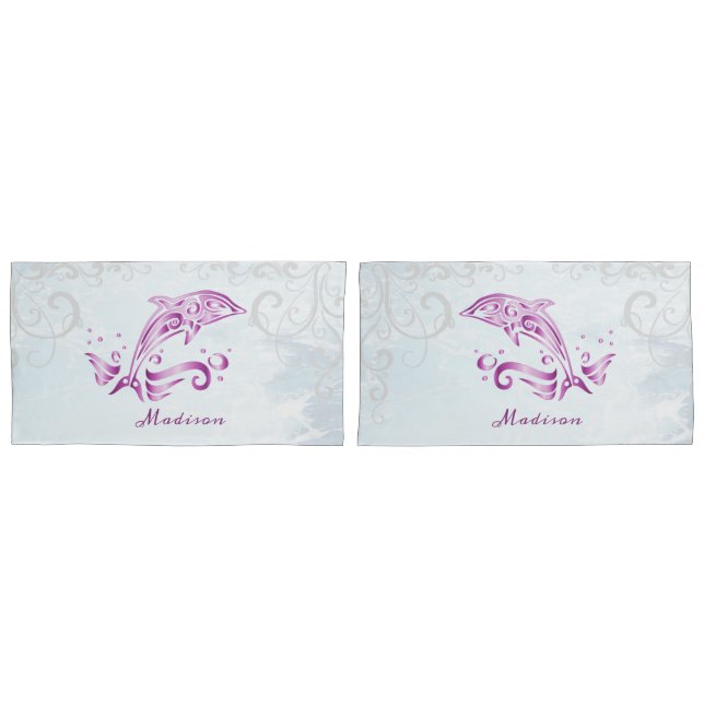 Magenta Dolphin Personalized Pillowcase (Front-Set)