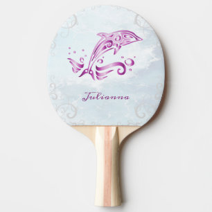 Magenta Dolphin Personalized Ping Pong Paddle