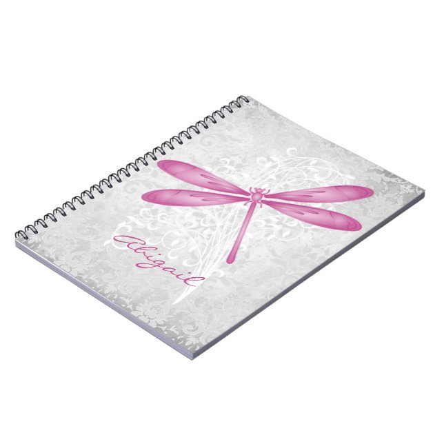 Magenta Dragonfly Carnet personnalisé (Côté gauche)