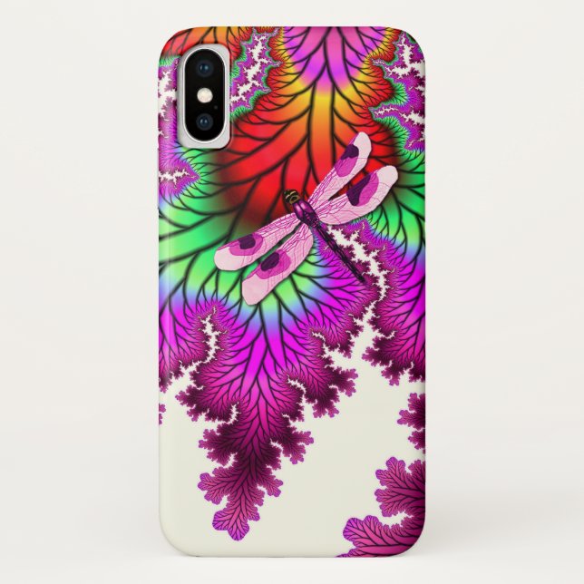 Magenta Dragonfly iPhone X Case (Back)