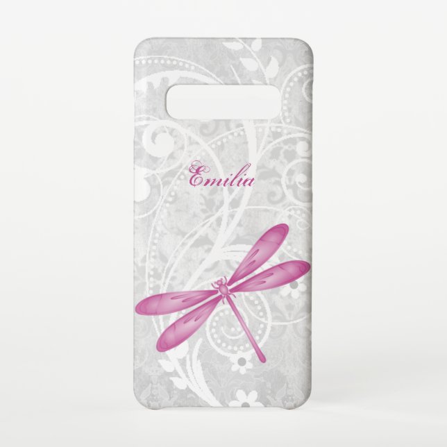 Magenta Dragonfly Personalize Samsung Galaxy Case (Back)