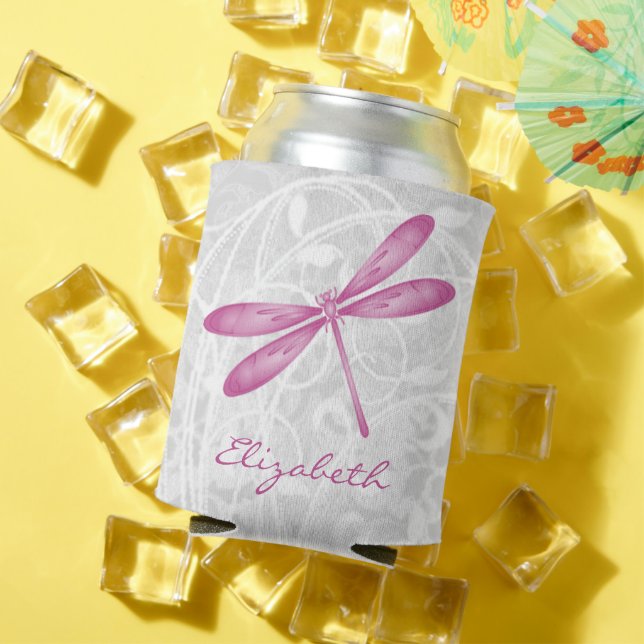Magenta Dragonfly Personalized Can Cooler (In Situ Summer)