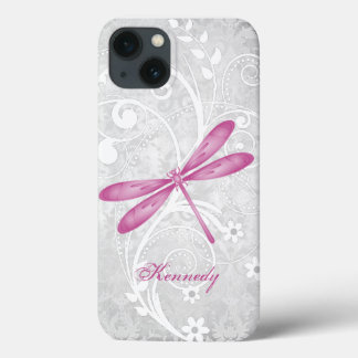 Magenta Dragonfly Personalized iPhone 13 Case