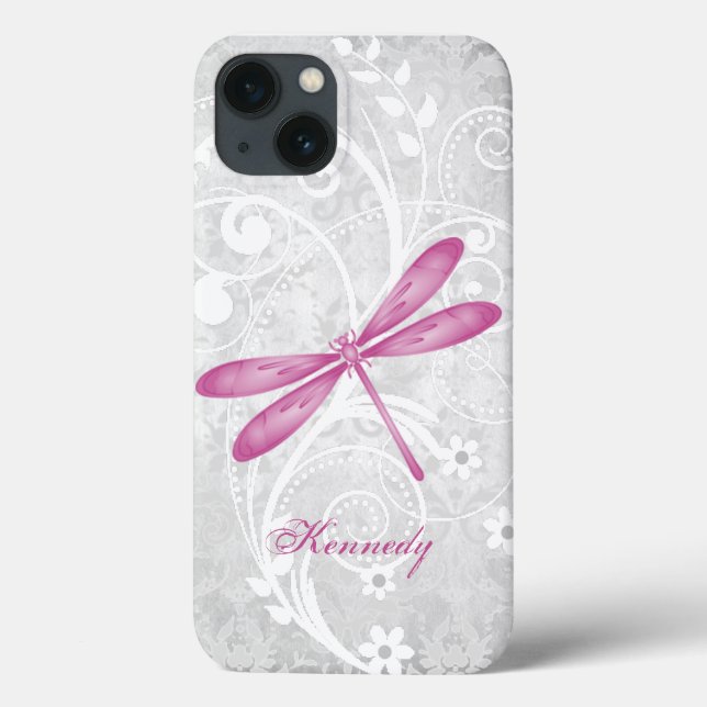 Magenta Dragonfly Personalized Case-Mate iPhone Case (Back)