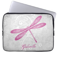 Magenta Dragonfly Personalized Laptop Sleeve