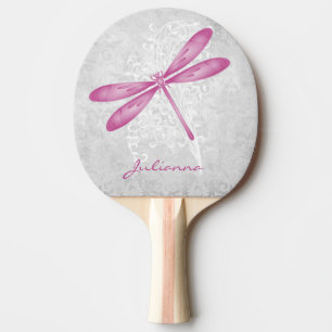 Magenta Dragonfly Personalized Ping Pong Paddle