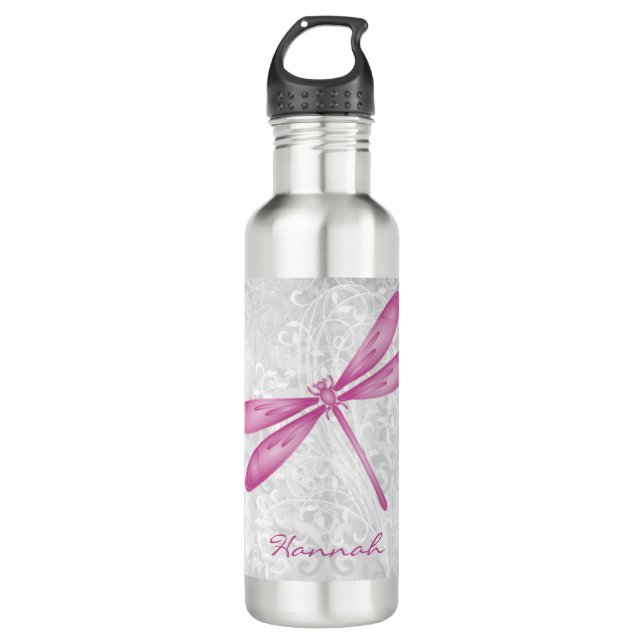 Magenta Dragonfly Personalized Stainless Steel Wat 710 Ml Water Bottle (Front)