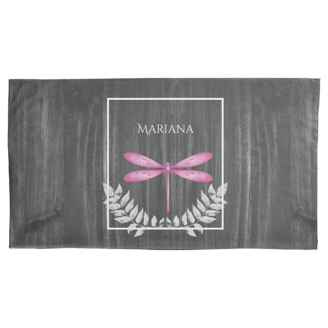 Magenta Dragonfly Pillow Case (Front-Left)