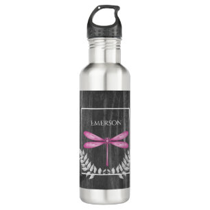 Magenta Dragonfly Rustic Personalized 710 Ml Water Bottle
