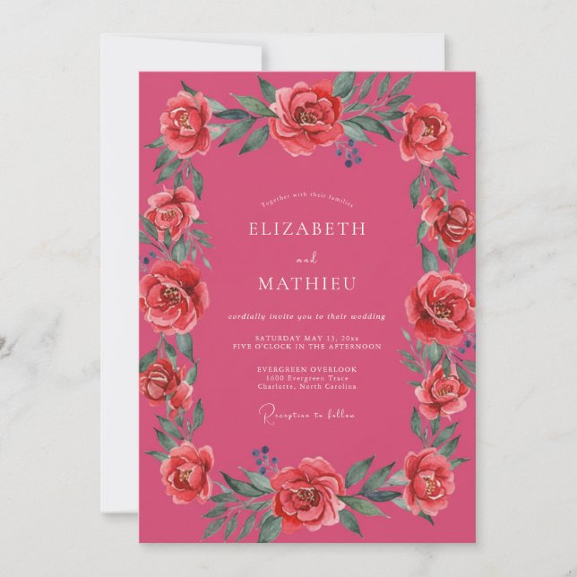 Magenta Effervescent Summer Wedding Invitation (Front)