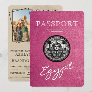 Magenta Egypt Passport Wedding Save the Date
