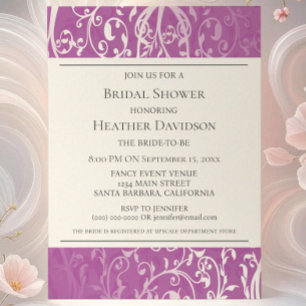 Magenta Elegant Flourish Bridal Shower Invite