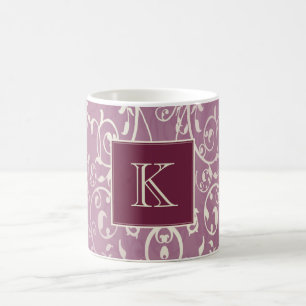 Magenta Elegant Flourish Monogram Mug