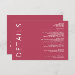 Magenta Elegant Modern Minimalist Wedding Enclosure Card