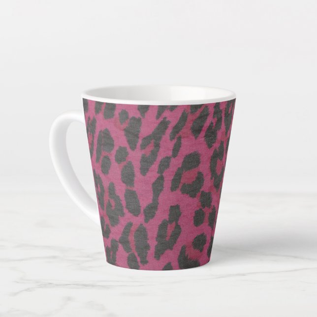 Magenta et Latte Mug Empreinte de léopard noir (Angle gauche)
