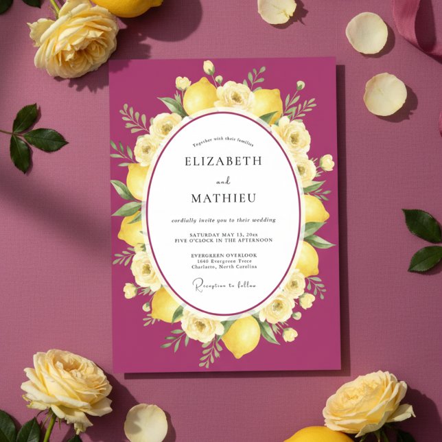 Magenta Exuberant Mediterranean Wedding Invitation (Creator Uploaded)