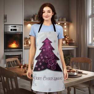 Magenta Festive Christmas Tree Apron