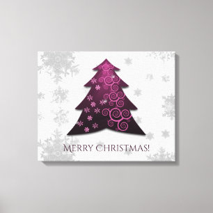 Magenta Festive Christmas Tree Canvas Print
