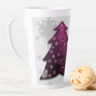Magenta Festive Christmas Tree Latte Mug