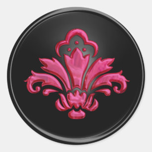 Magenta Fleur de Lis on Black  Envelope Seal