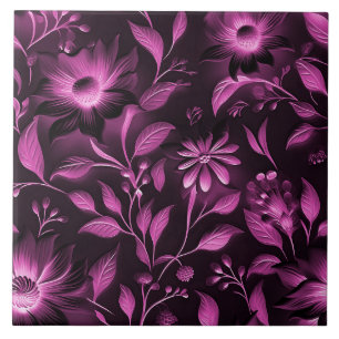 Magenta Floral Ceramic Tile