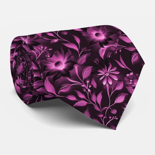 Magenta Floral Cravate (Roulé)