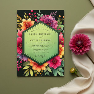Magenta Floral Dusk Wedding Invitation