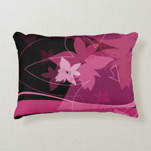 Magenta Floral Pattern Accent Pillow