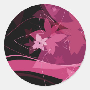 Magenta Floral Pattern Classic Round Sticker