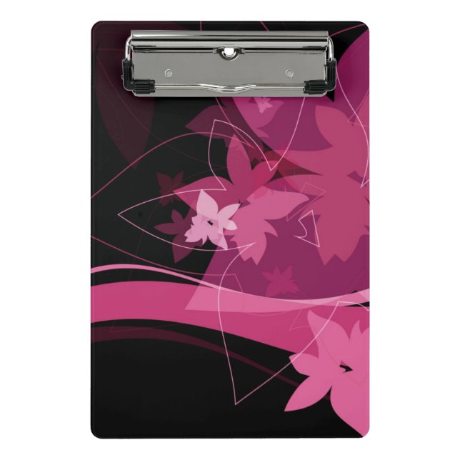 Magenta Floral Pattern Mini Clipboard (Front)
