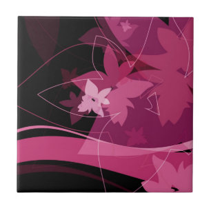 Magenta Floral Pattern Tile