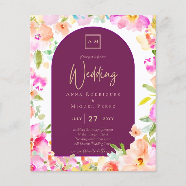 Magenta Floral Wedding Flyer (Front)