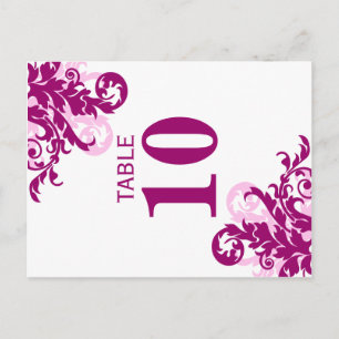 Magenta Flourish Table Number Card