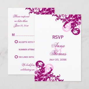 Magenta Flourish Wedding RSVP Cards