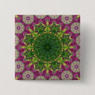 Magenta Flowers Circles Mandala 2 Inch Square Button