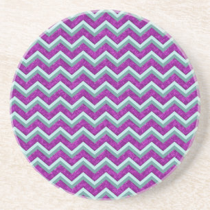 Magenta Foil and Teal ZigZag Pattern Coaster