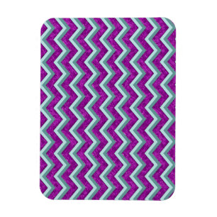 Magenta Foil and Teal ZigZag Pattern Magnet