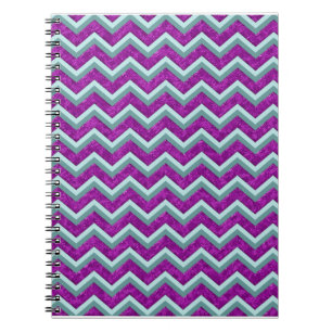 Magenta Foil and Teal ZigZag Pattern Notebook