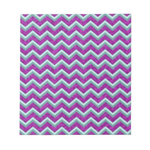 Magenta Foil and Teal ZigZag Pattern Notepad