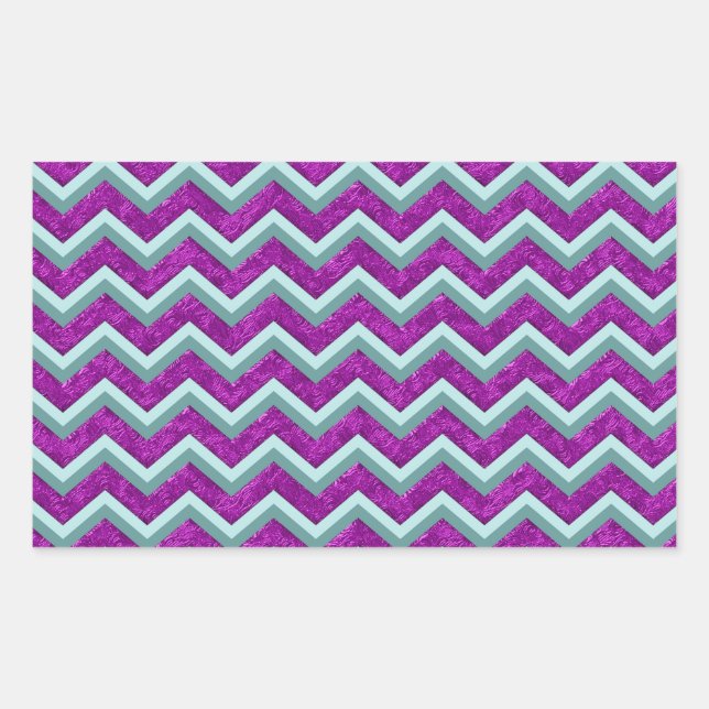 Magenta Foil and Teal ZigZag Pattern Sticker (Front)