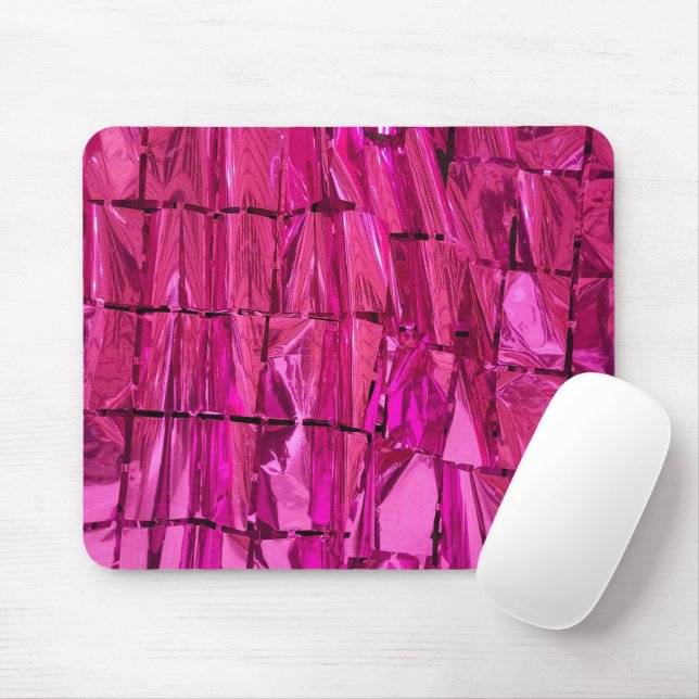 Magenta Foil Squares Mouse Pad (With Mouse)