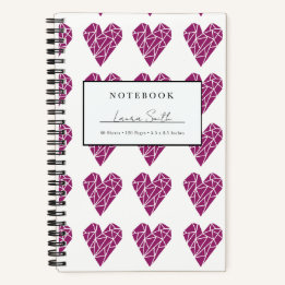 Magenta Fractured Heart Personalized Notebook