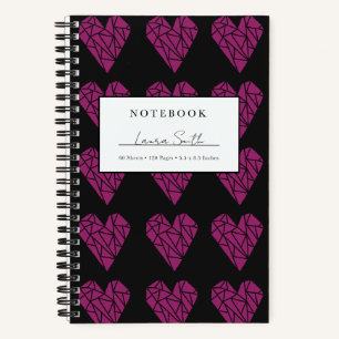 Magenta Fractured Heart Personalized Notebook