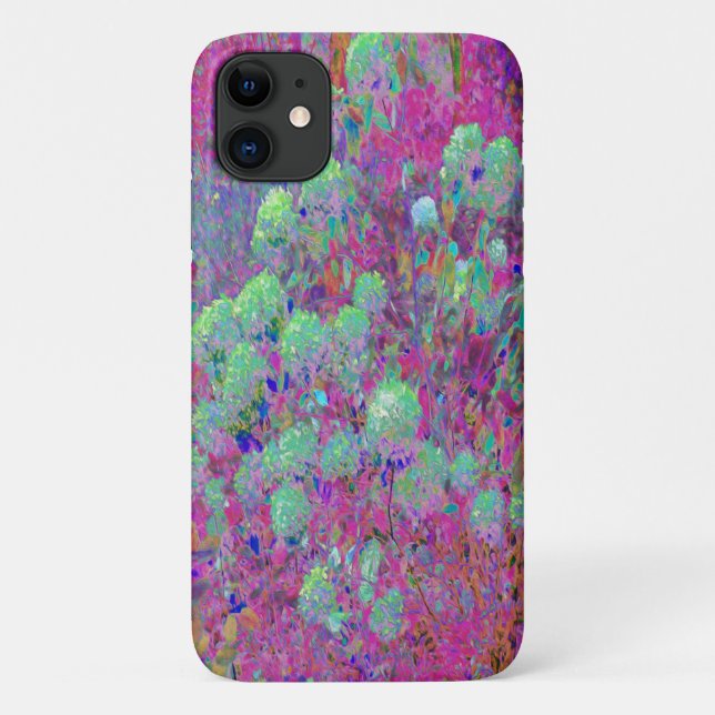 Magenta Garden with Aqua Hydrangea Flowers Case-Mate iPhone Case (Back)