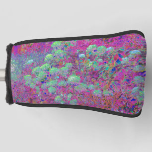 Magenta Garden with Aqua Hydrangea Flowers Golf Head Cover