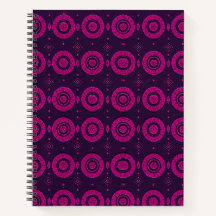 Magenta Geometric Circle Pattern Spiral Note Book