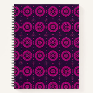 Magenta Geometric Circle Pattern Spiral Note Book